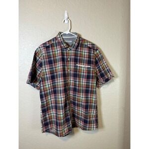 7 Diamonds Mens XXL Plaid Short Sleeve Button Down Shirt Casual